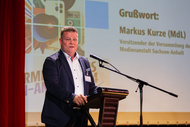 Eröffnung der Veranstaltung durch Markus Kurze (MdL), Vorsitzender der Versammlung der Medienanstalt Sachsen-Anhalt